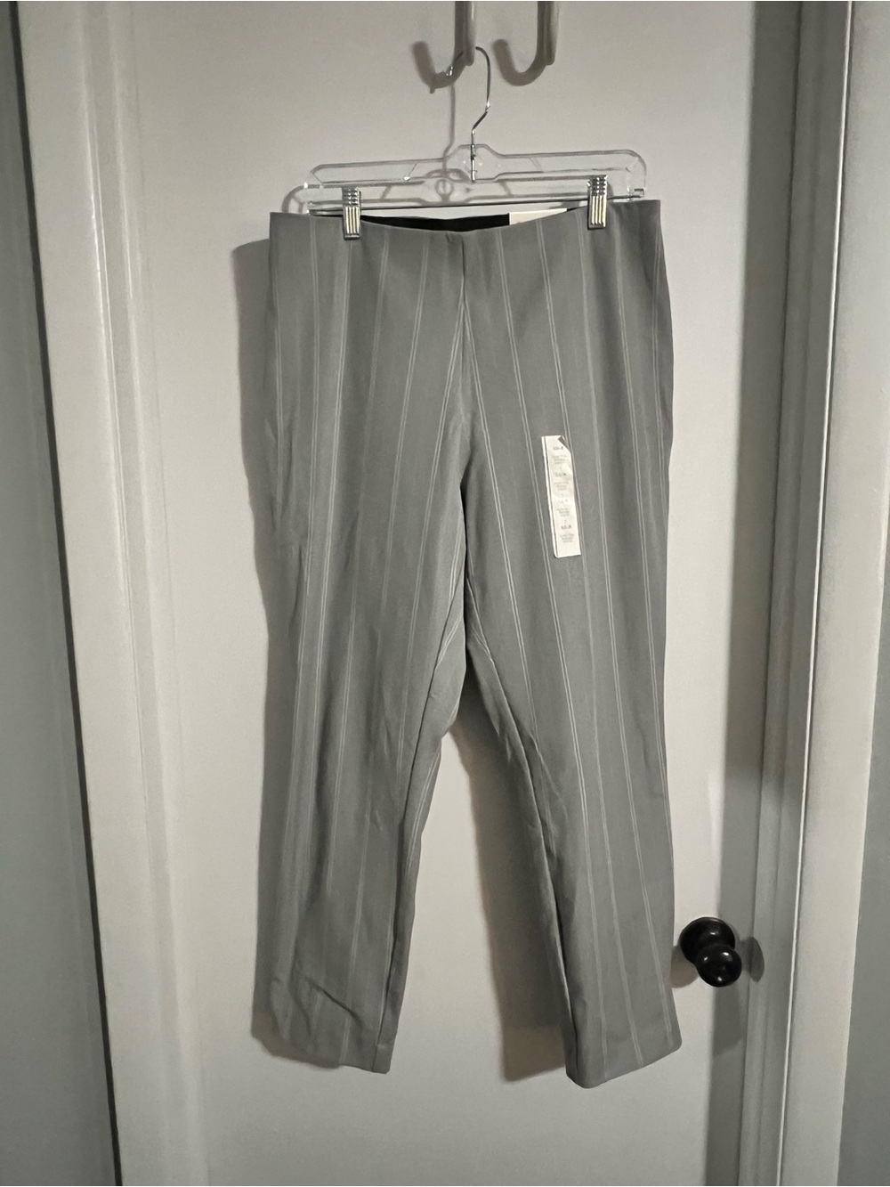 NWT A New Day Gray Pinstripe High Rise Skinny Ankle Pants Side Zip